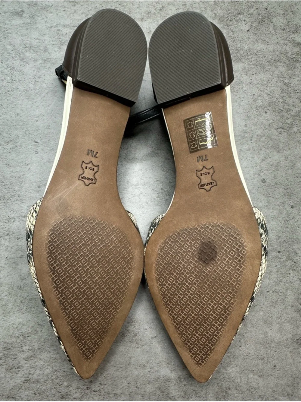 Tory Burch Snake Print Leather D’Orsay Flats Ankle Strap Size 7 - Picture 4 of 6